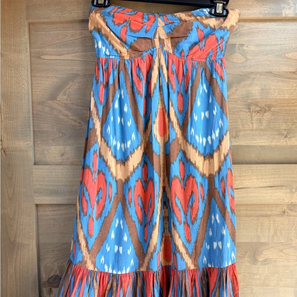 Free People Blue Ikat Backless Strapless Maxi Dress - Picture 2 of 10
